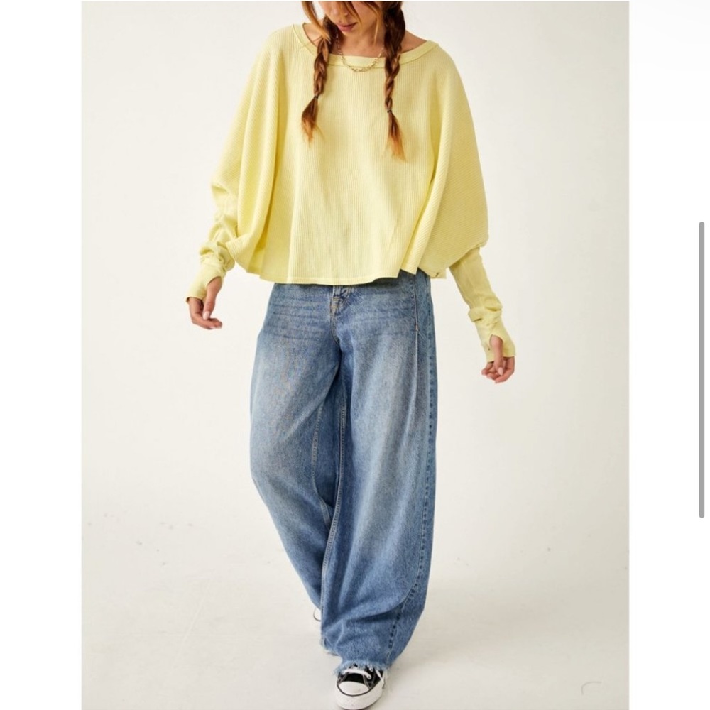 Free People Microphone Drop Thermal in Lemon Grass - Picture 4 of 6